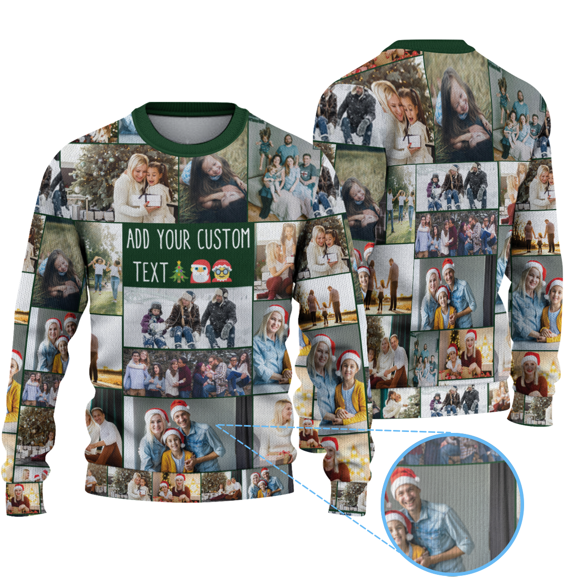 Create Your Own Christmas Ugly Knitted Sweater with Collage Photo & Custom Text