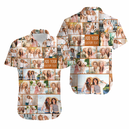 Create a Custom Collage Photo & Text on Unisex Hawaiian Shirt