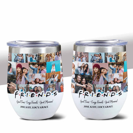 Create a Best Friend BFF Gift From Photo Collage on Personalized Edged Wine Tumbler for Bestie