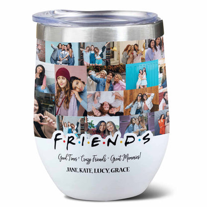 Create a Best Friend BFF Gift From Photo Collage on Personalized Edged Wine Tumbler for Bestie