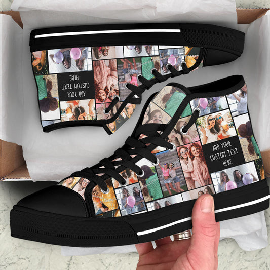 Create a Collage Photo & Text on Personalized High Top Shoes