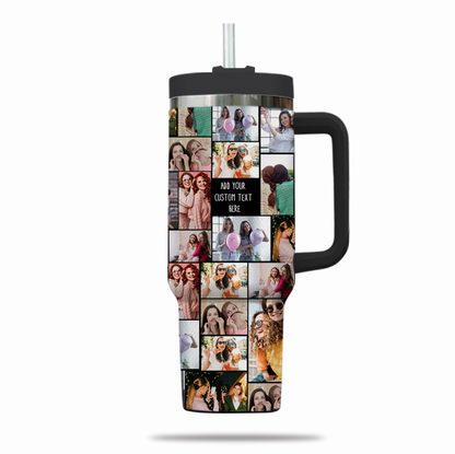 Create a Gift for Best Friend with Collage Photo & Text on Personalized 40oz Tumbler