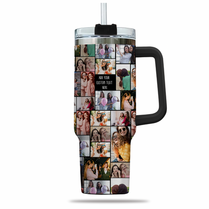 Create a Gift for Best Friend with Collage Photo & Text on Personalized 40oz Tumbler