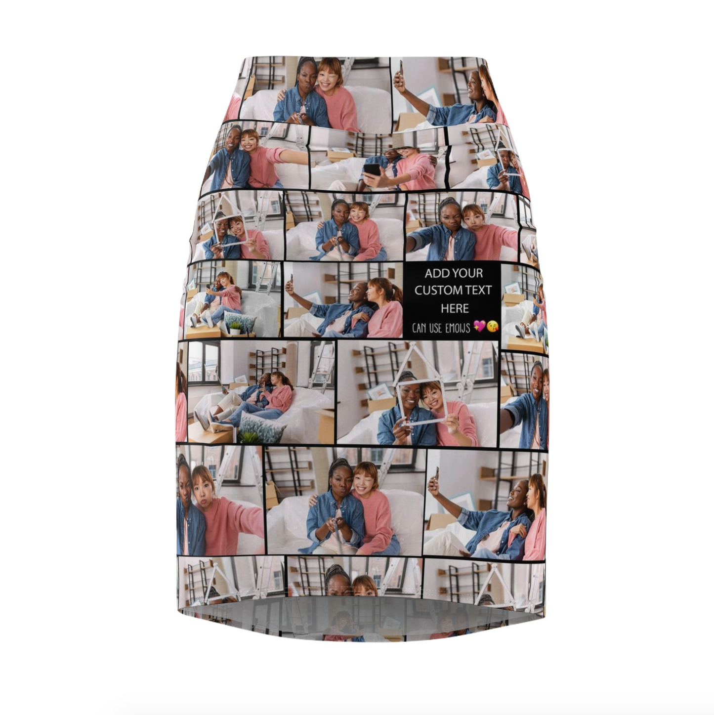 Create a Gift for Best Friend with Collage Photo & Text on Women's Pencil Skirt