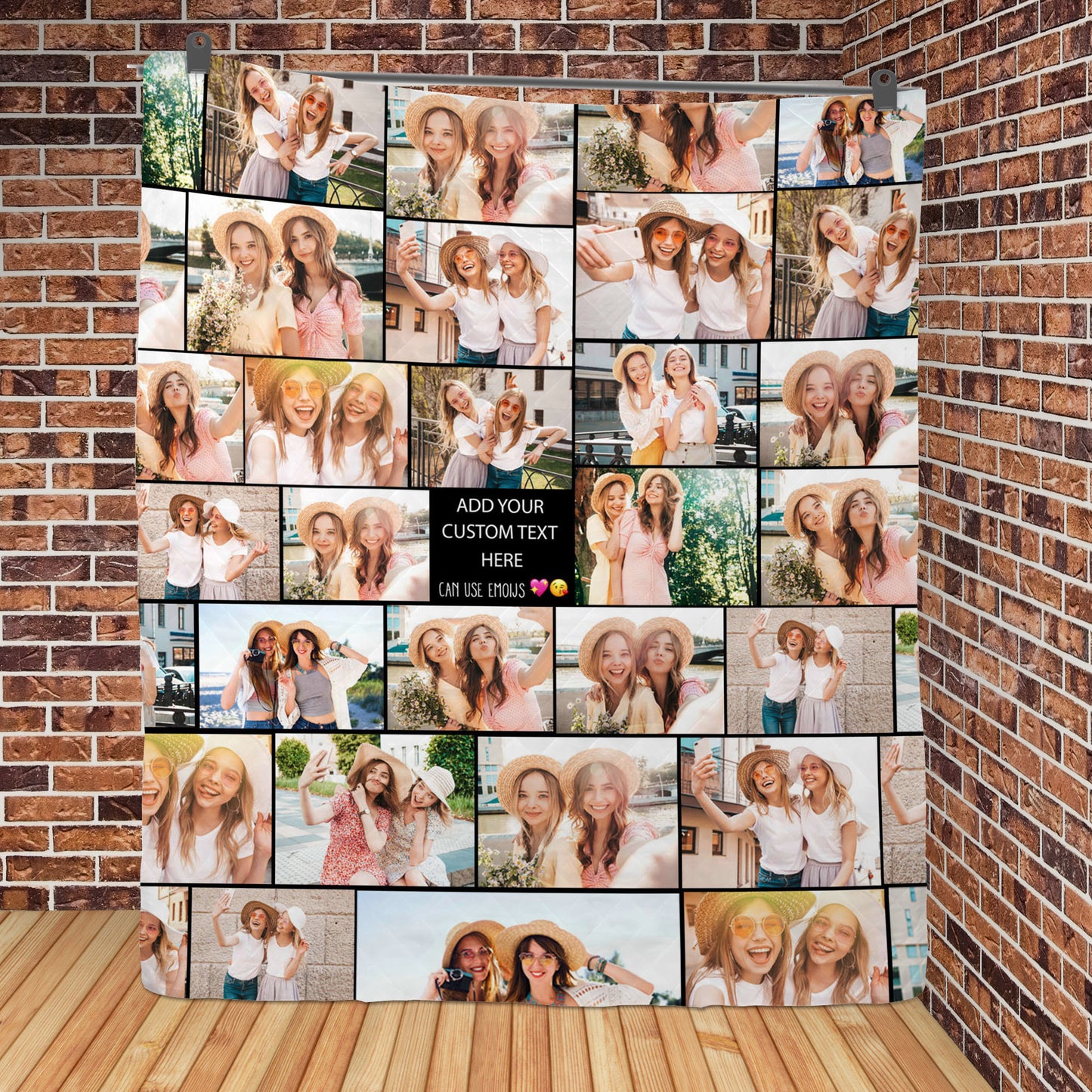 Create a Gift for Best Friend with Collage Photo & Text on AOP Quilt