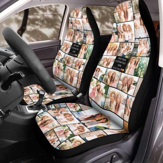 Create a Gift for Best Friend with Collage Photo & Text on Car Seat Covers