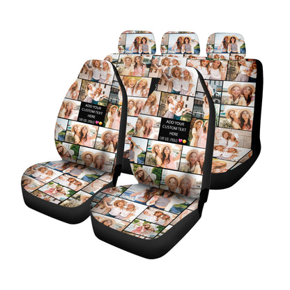 Create a Gift for Best Friend with Collage Photo & Text on Car Seat Covers