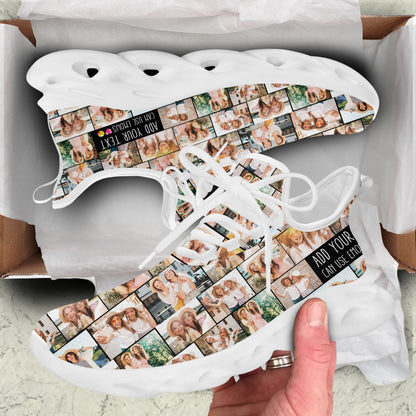 Create a Gift for Best Friend with Collage Photo & Text on Clunky Sneakers