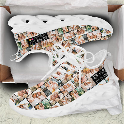 Create a Gift for Best Friend with Collage Photo & Text on Clunky Sneakers