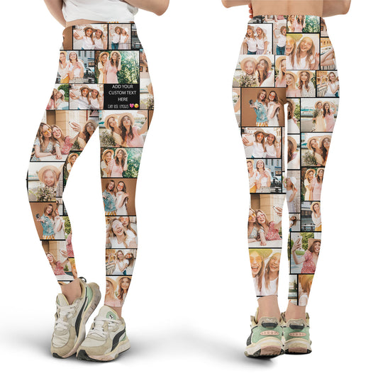 Create a Gift for Best Friend with Collage Photo & Text on Premium Women Leggings