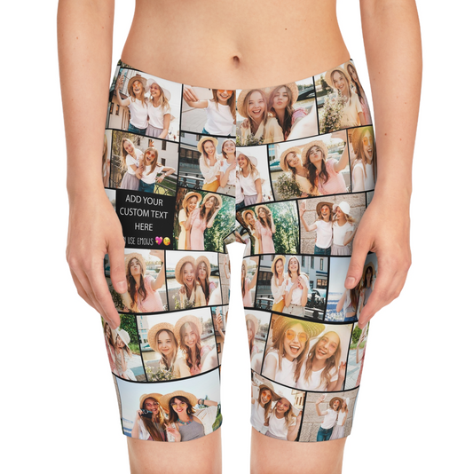 Create a Gift for Best Friend with Collage Photo & Text on Premium Women's Bike Shorts