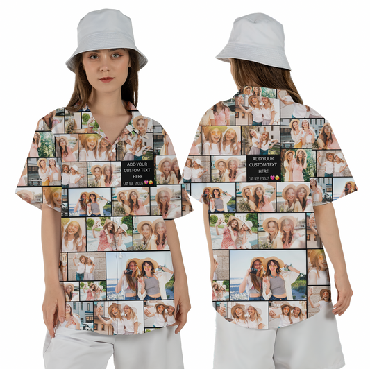 Create a Gift for Best Friend with Collage Photo & Text on Unisex Hawaiian Shirt