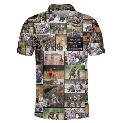 Create a Gift for Dad Grandpa with Collage Photo & Text on AOP Polo Shirt