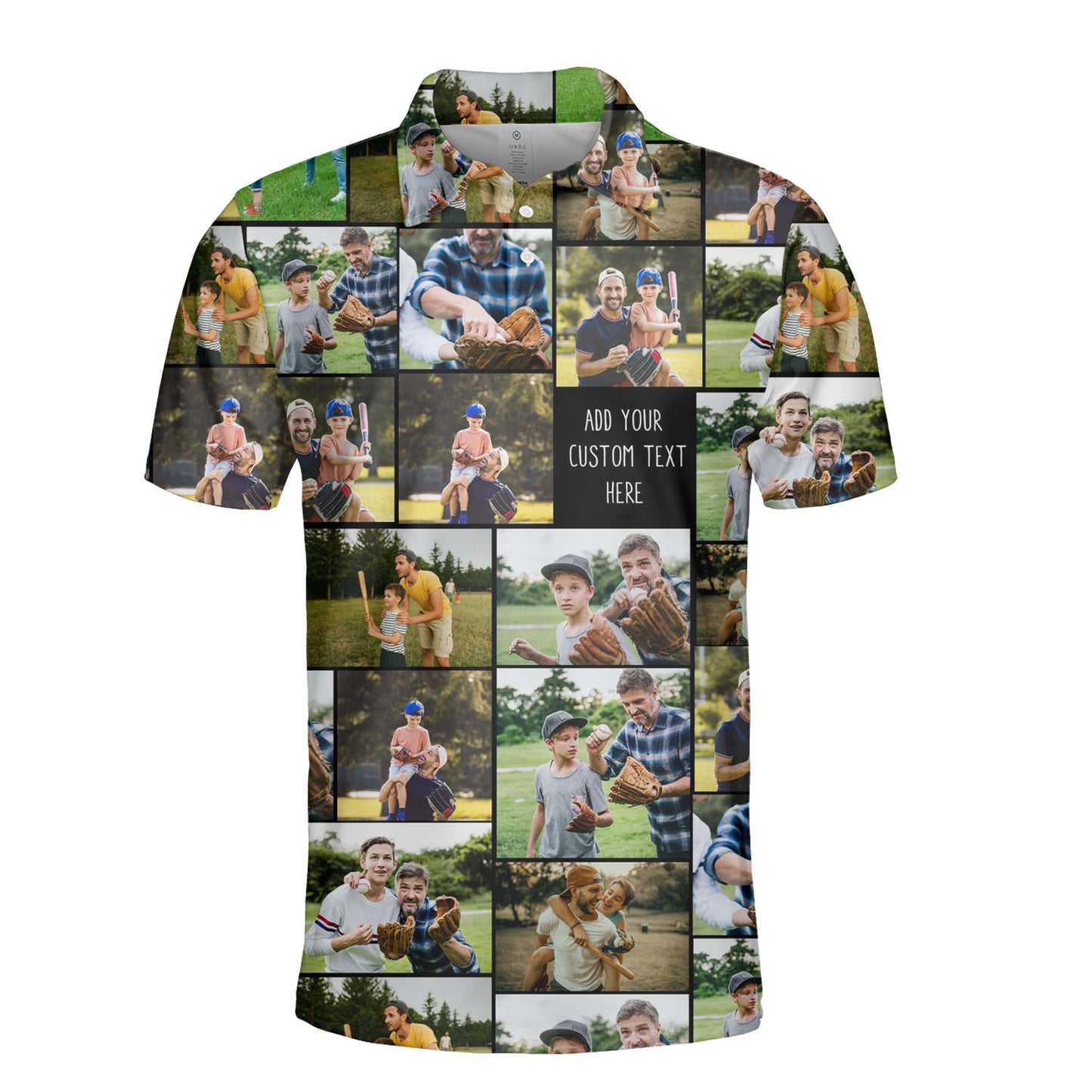 Create a Gift for Dad Grandpa with Collage Photo & Text on AOP Polo Shirt