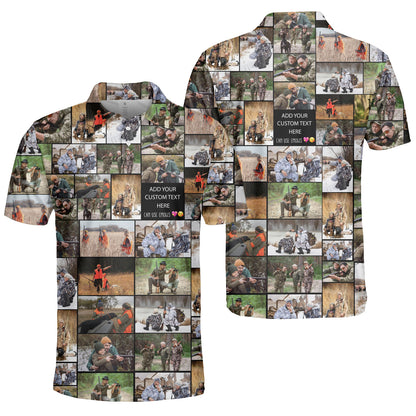 Create a Gift for Dad Grandpa with Collage Photo & Text on AOP Polo Shirt