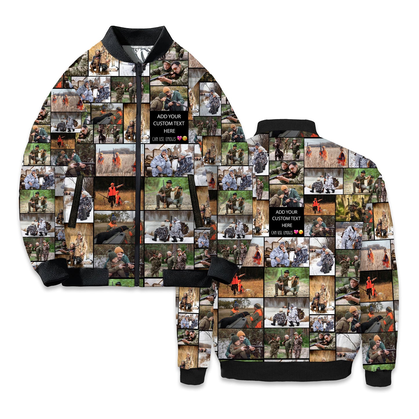 Create a Gift for Dad Grandpa with Collage Photo & Text on Bomber Puffer Jacket