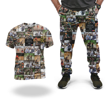 Create a Gift for Dad Grandpa with Collage Photo & Text on Combo T-Shirt and Long Pants Set