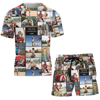 Create a Gift for Dad Grandpa with Collage Photo & Text on Combo T-shirt And Shorts