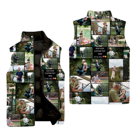 Create Your Own Sleeveless Down Jacket with Collage Photo & Text