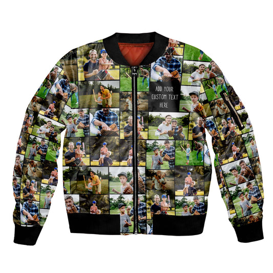 Create Your Own Dad’s AOP Bomber Jacket – Photo Collage & Custom Text
