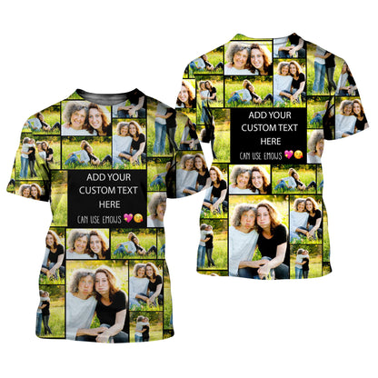 Create a Gift for Mom with Collage Photo & Text on AOP Unisex T-Shirt