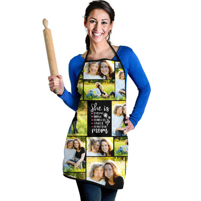 Create a Gift for Mom with Collage Photo & Text on Black Apron