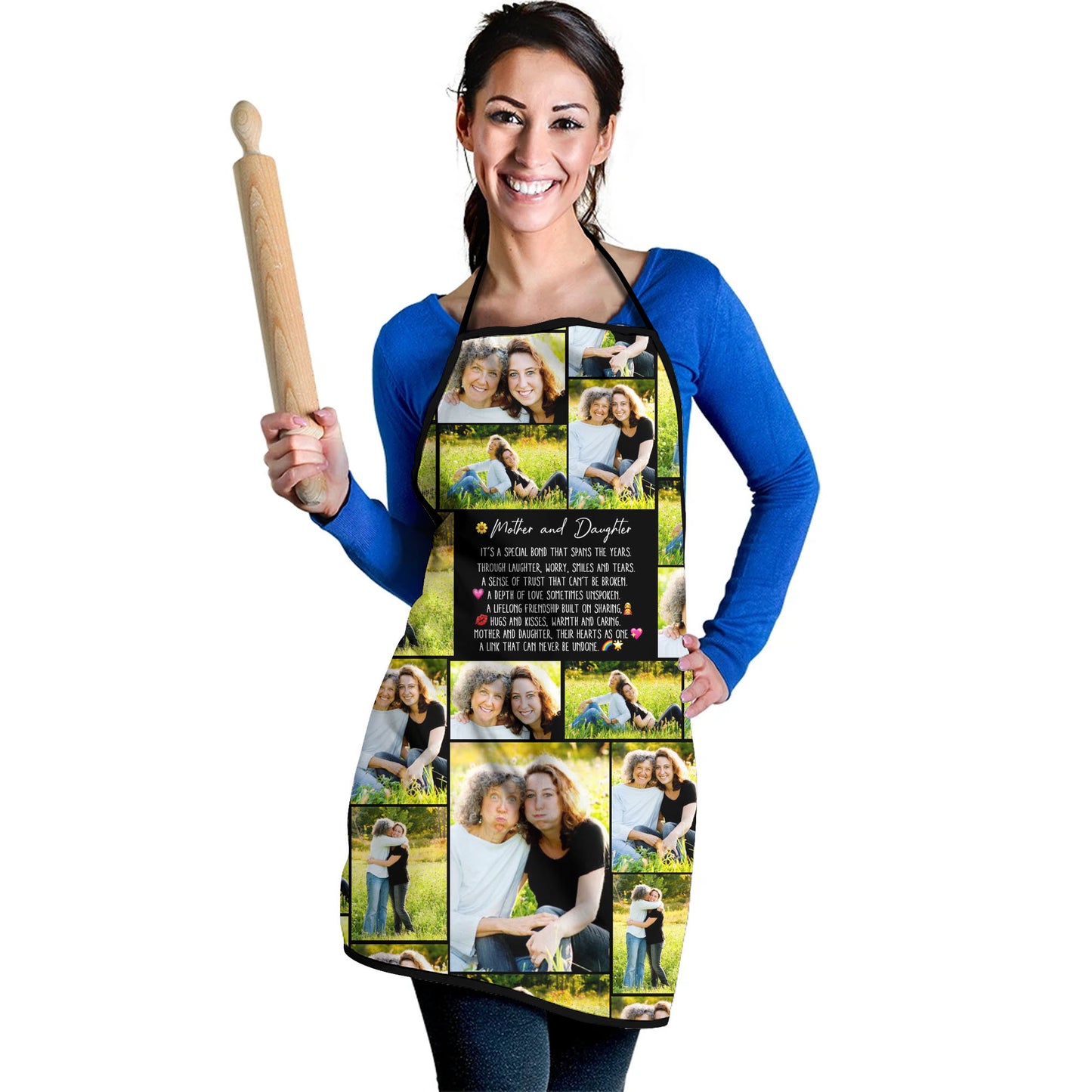 Create a Gift for Mom with Collage Photo & Text on Black Apron