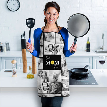 Create a Gift for Mom with Collage Photo & Text on Black Apron