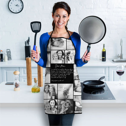 Create a Gift for Mom with Collage Photo & Text on Black Apron