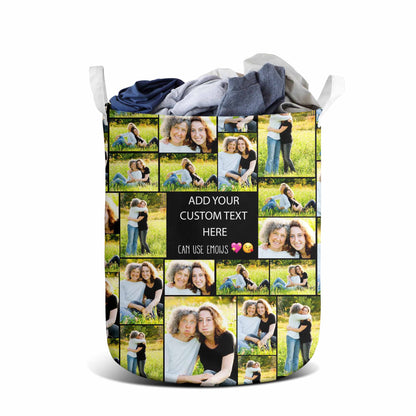 Create a Gift for Mom with Collage Photo & Text on Laundry Basket