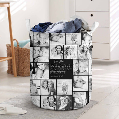 Create a Gift for Mom with Collage Photo & Text on Laundry Basket