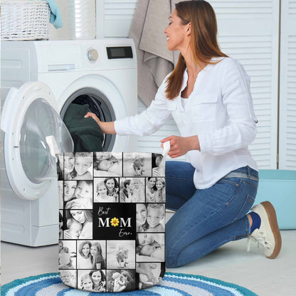 Create a Gift for Mom with Collage Photo & Text on Laundry Basket