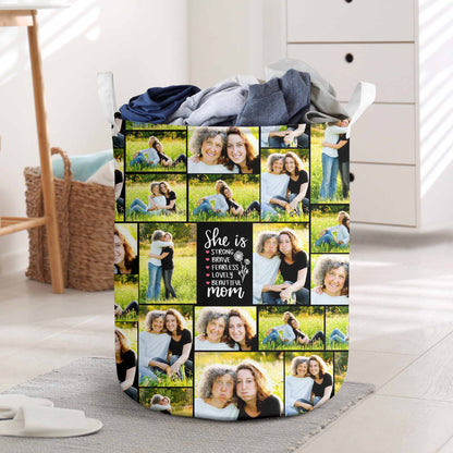 Create a Gift for Mom with Collage Photo & Text on Laundry Basket