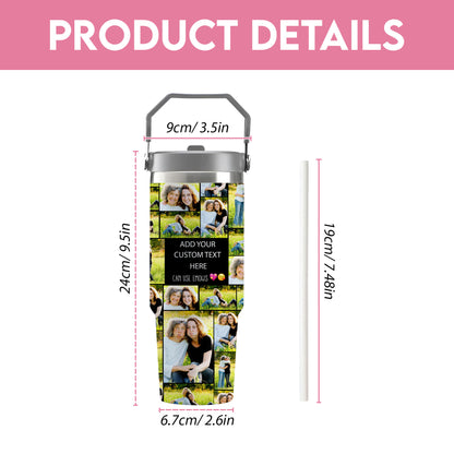 Create a Gifts for Mom with Collage Photo & Text on Flip Straw 30oz Printed Tumbler