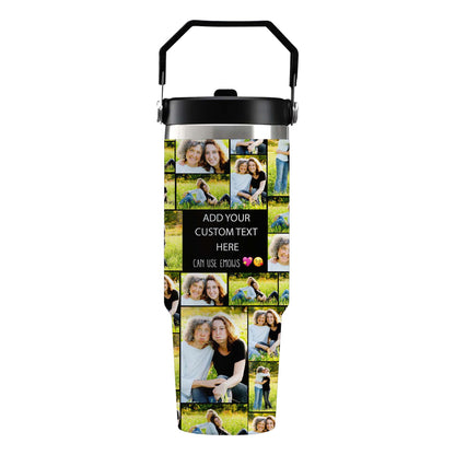 Create a Gifts for Mom with Collage Photo & Text on Flip Straw 30oz Printed Tumbler