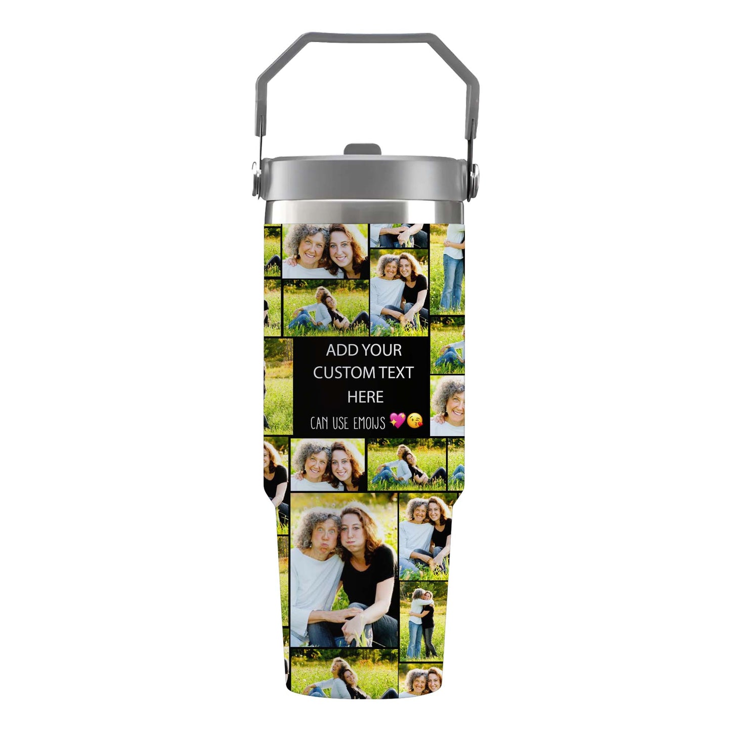 Create a Gifts for Mom with Collage Photo & Text on Flip Straw 30oz Printed Tumbler