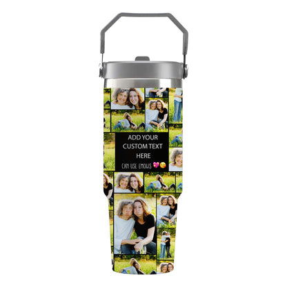 Create a Gifts for Mom with Collage Photo & Text on Flip Straw 30oz Printed Tumbler