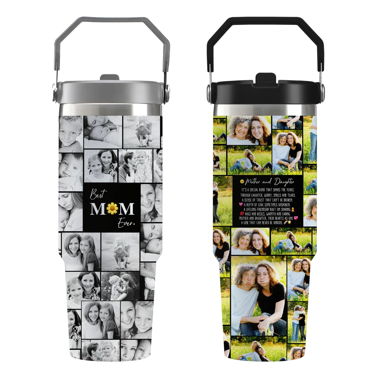 Create a Gifts for Mom with Collage Photo & Text on Flip Straw 30oz Printed Tumbler