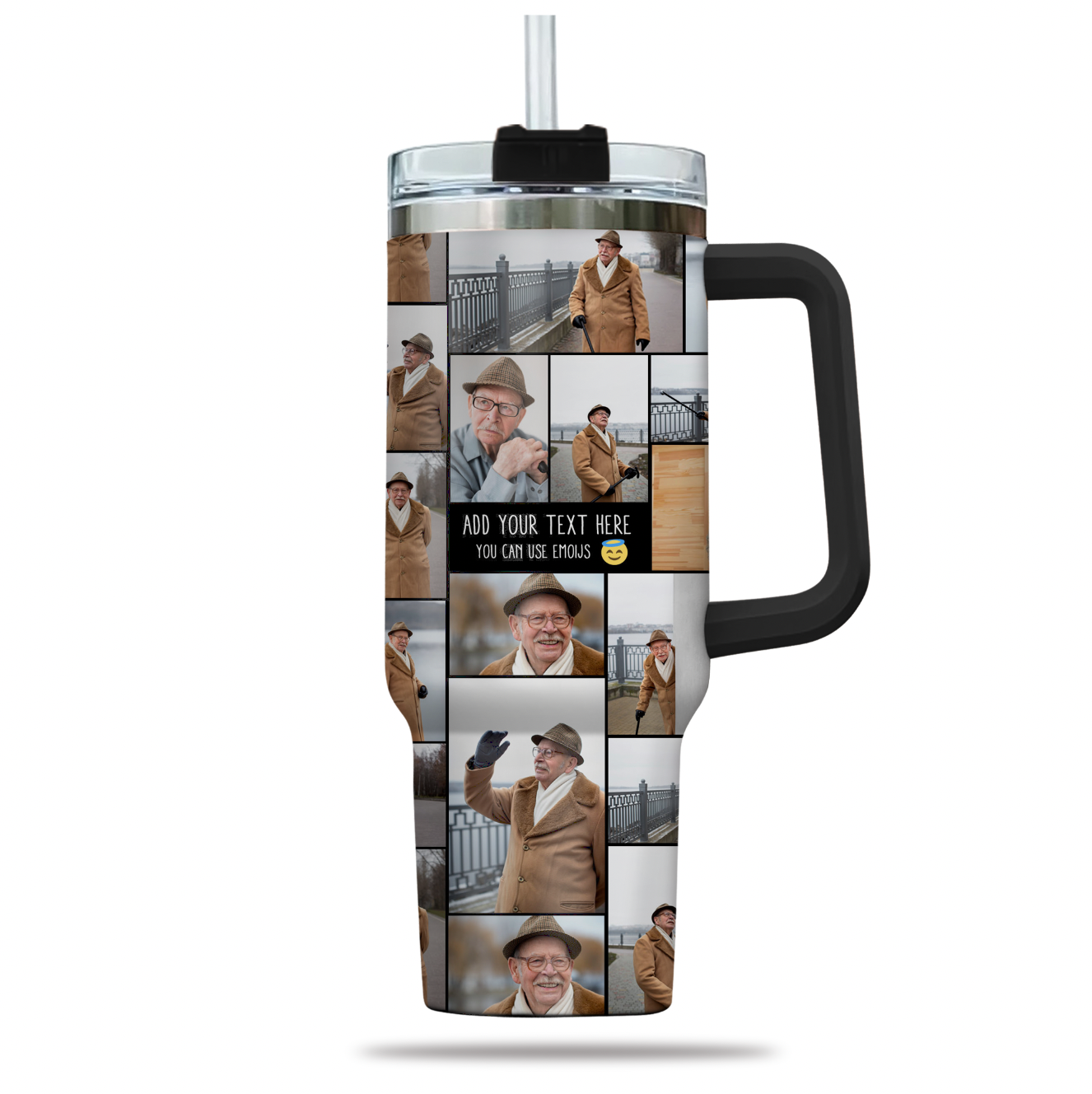 Create a Memorial Gifts for Loss Of Father with Collage Photo & Text on 40oz Large Tumbler