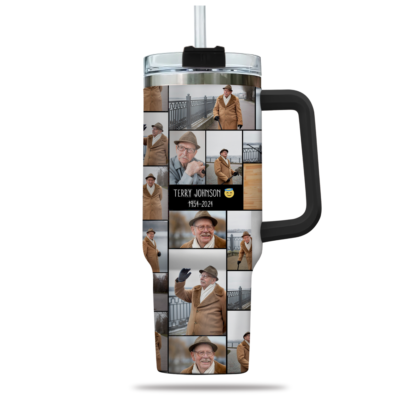 Create a Memorial Gifts for Loss Of Father with Collage Photo & Text on 40oz Large Tumbler