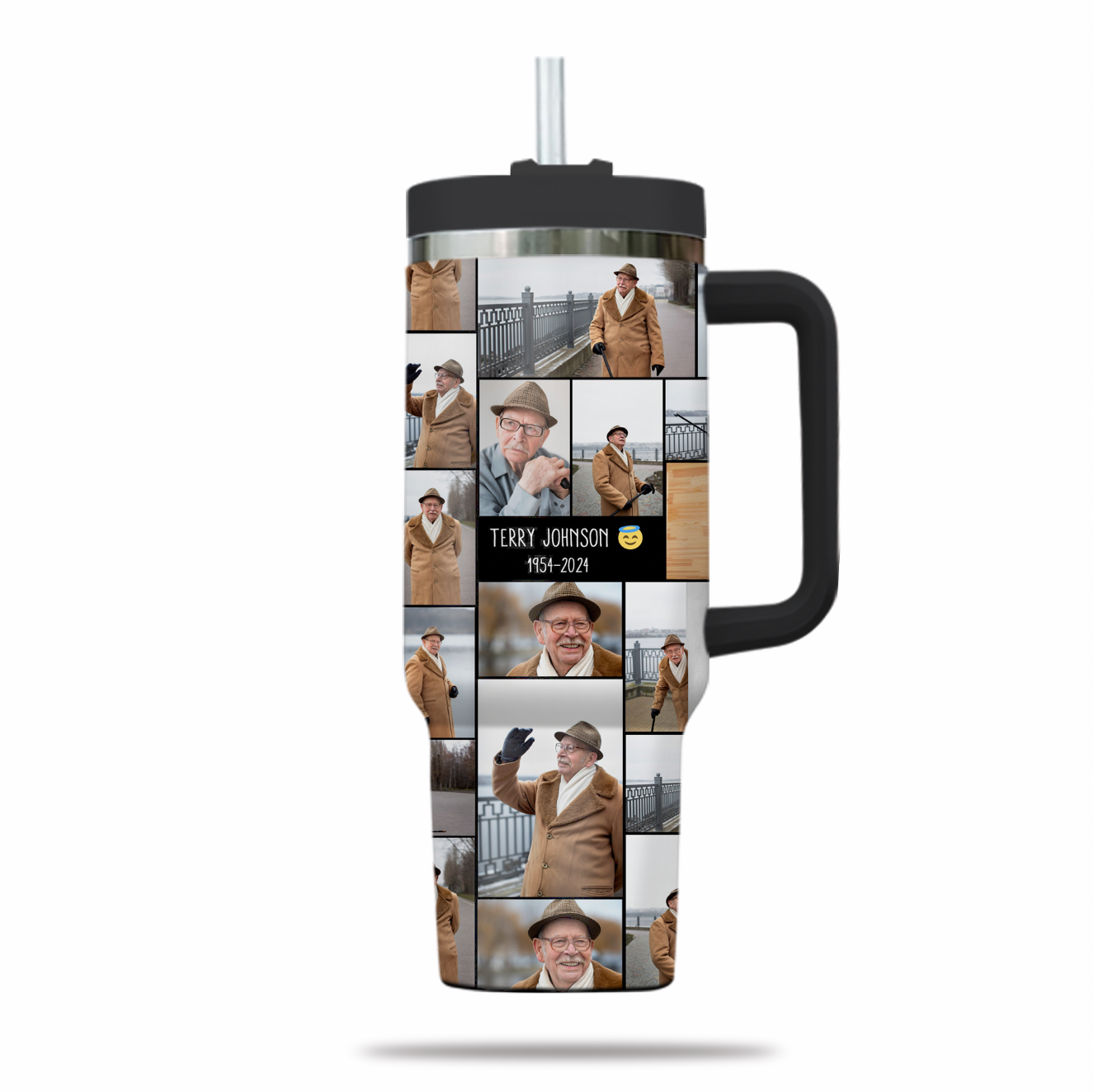 Create a Memorial Gifts for Loss Of Father with Collage Photo & Text on 40oz Large Tumbler