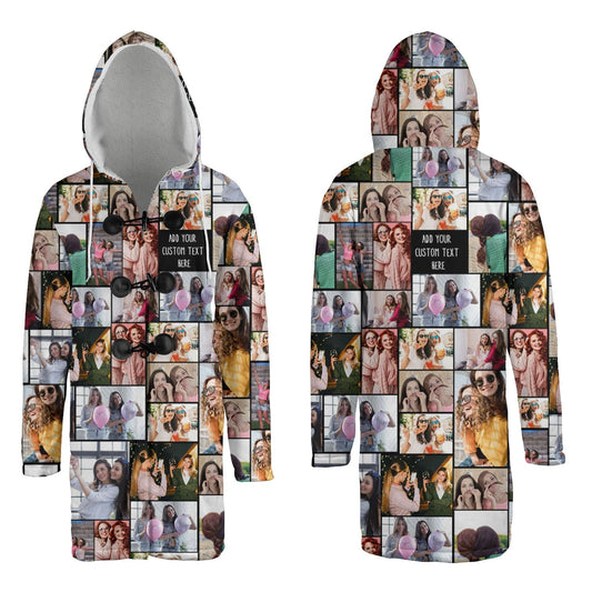 Create Your Own AOP Unisex Hooded Cloak Coat with Collage Photo & Text