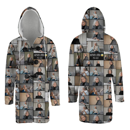 Create a Memorial Gifts for Loss Of Mother with Collage Photo & Text on AOP Hooded Cloak Coat