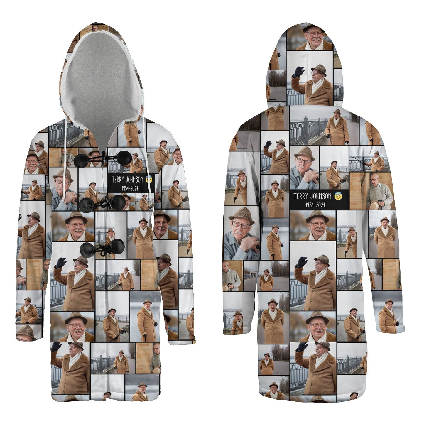 Create a Memorial Gifts for Loss Of Mother with Collage Photo & Text on AOP Hooded Cloak Coat