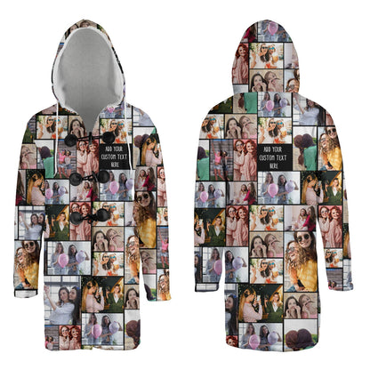 Create a Memorial Gifts for Loss Of Mother with Collage Photo & Text on AOP Hooded Cloak Coat