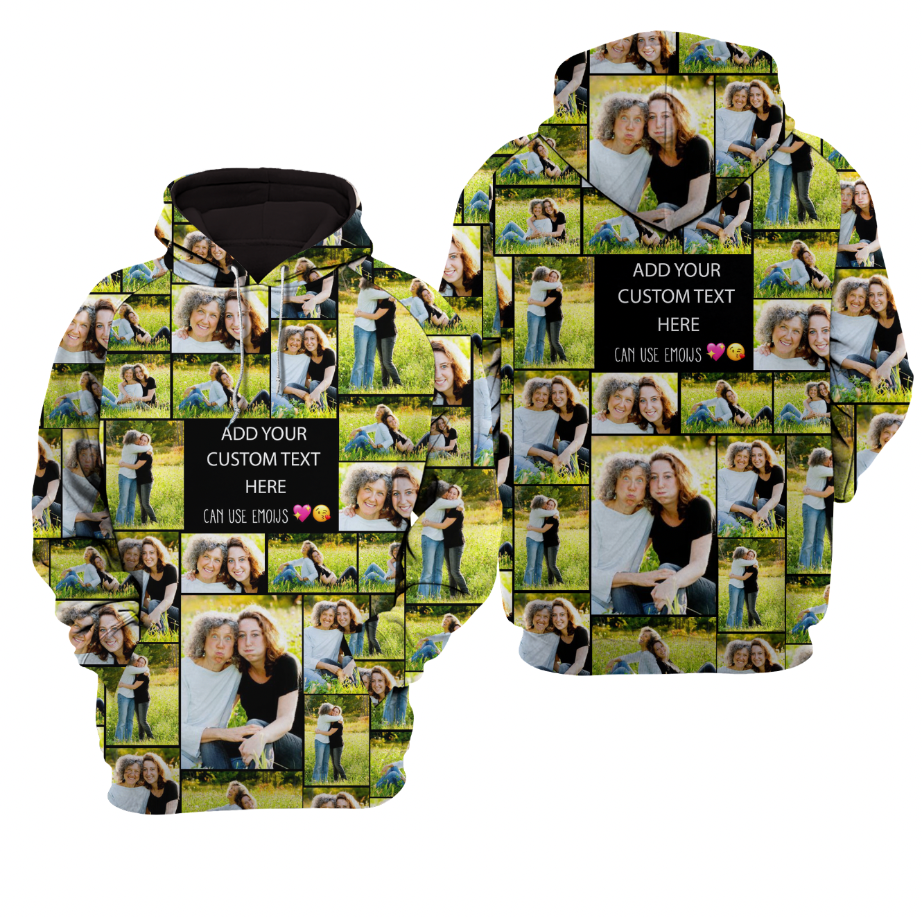 Create a Memorial Gifts for Loss Of Father with Collage Photo & Text on AOP Unisex Raglan Hoodie