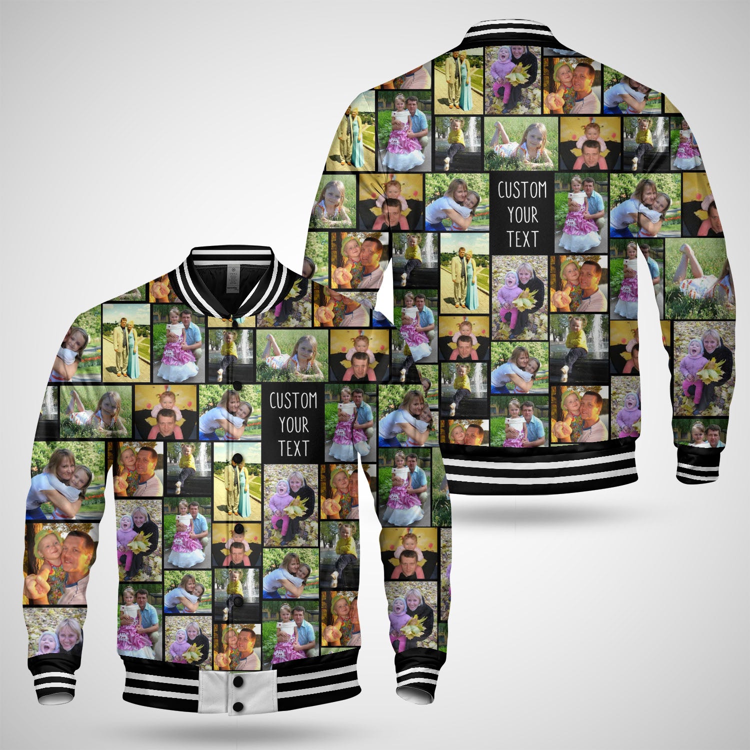Create a Memorial Gifts for Loss Of Father with Collage Photo & Text on Baseball Button Jacket