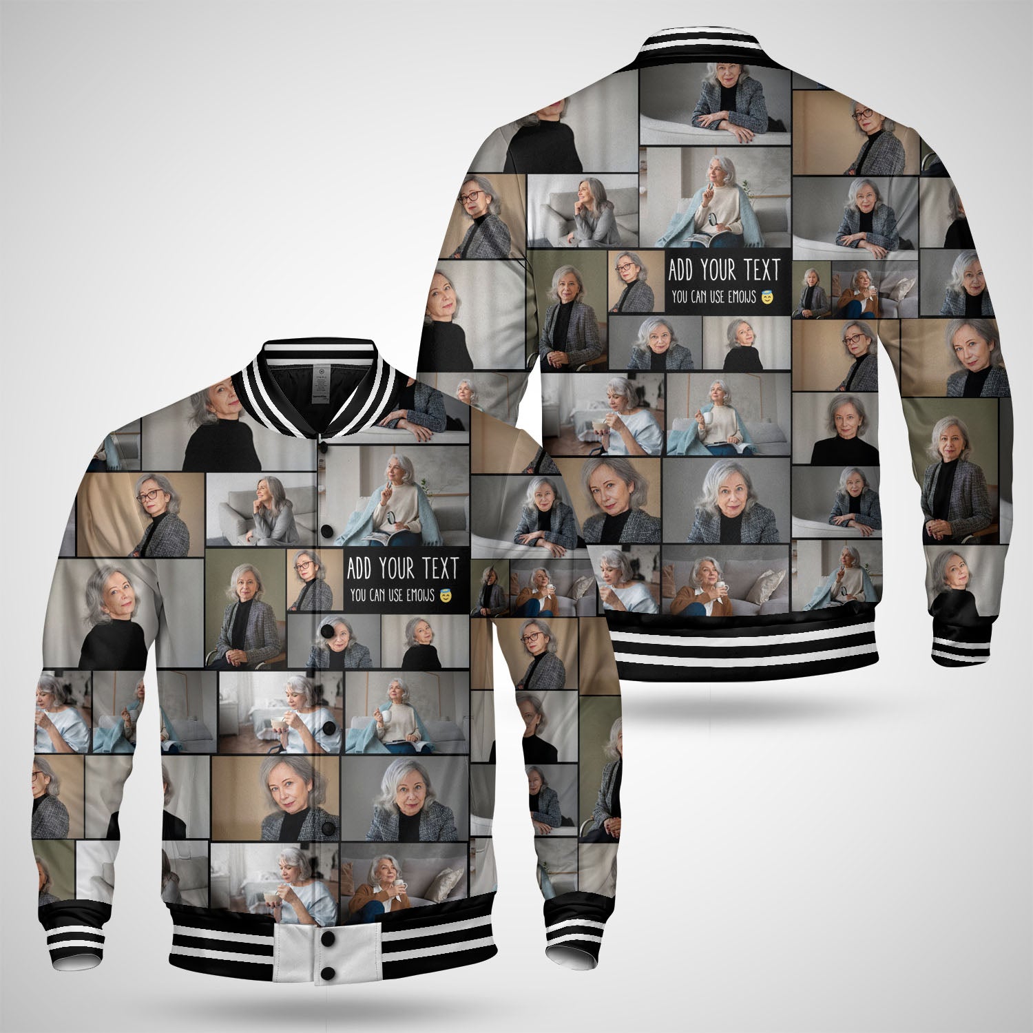 Create a Memorial Gifts for Loss Of Father with Collage Photo & Text on Baseball Button Jacket