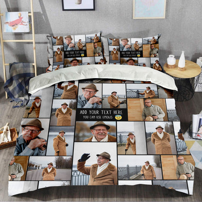 Create a Memorial Gifts for Loss Of Father with Collage Photo & Text on Bedding Set