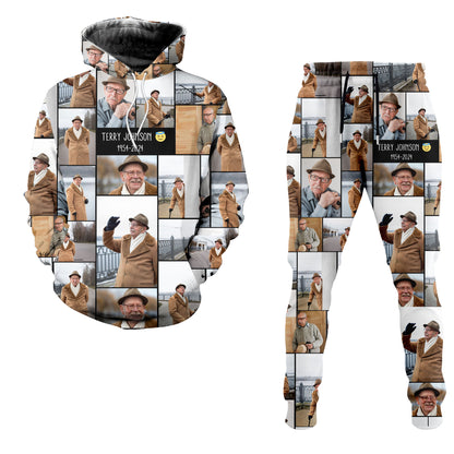 Create a Memorial Gifts for Loss Of Father with Collage Photo & Text on Combo Hoodie And Joggers